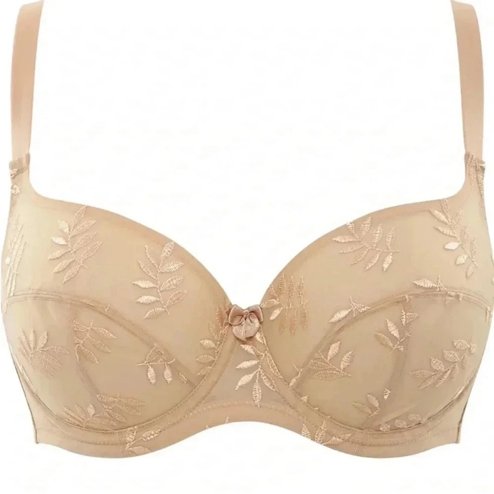 LIKE NEW Panache Tango Bra Beige / Nude Lace Embroidered Underwire Bra 32F (3D) - Picture 2 of 9
